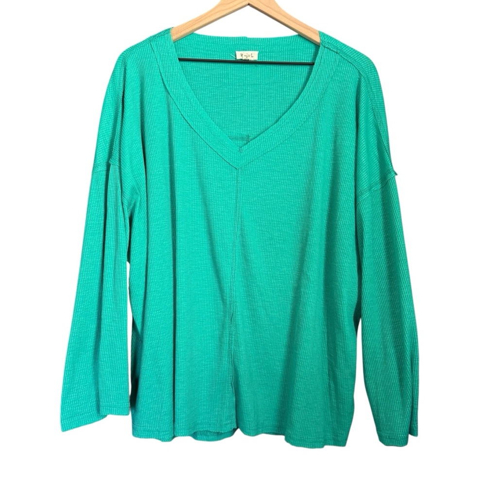 POL turquoise 3/4 sleeve tee